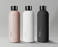 Sport bottle mockup psd in stainless steel in minimal design