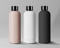 Minimal sport bottle in stainless steel with design space