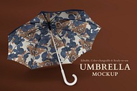 Realistic umbrella mockup psd with vintage butterfly pattern