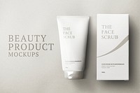 Skincare tube mockup psd with packaging box for beauty brands