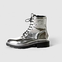 Metallic ankle boots mockup psd grunge fashion