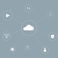 Cloud network system background vector for social media post