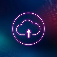 Pink neon cloud icon vector digital networking system