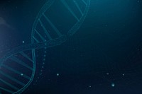 DNA biotechnology science background psd in blue futuristic style with blank space