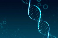 DNA biotechnology science background vector in blue futuristic style with blank space