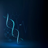 DNA biotechnology science background vector in blue futuristic style with blank space