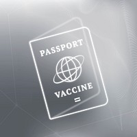 Covid-19 vaccine certificate passport white neon graphic
