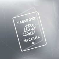 Covid-19 vaccine certificate passport psd white neon graphic