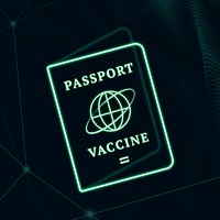 Covid-19 vaccine certificate passport green neon graphic
