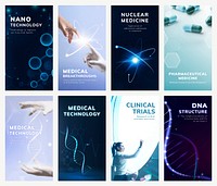 Medical science technology template psd futuristic innovation social media story collection