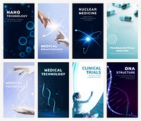 Medical science technology template vector futuristic innovation social media story collection