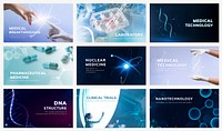 Medical science technology template psd futuristic innovation presentation set