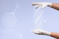 DNA genetic engineering biotechnology with scientist’s hands disruptive technology remix