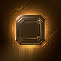 Smart microchip technology background vector in gradient gold