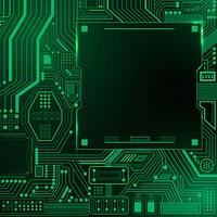 Motherboard circuit technology background psd in gradient green