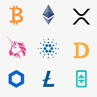 Digital asset icon vector fintech blockchain concept set