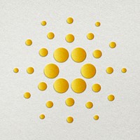 Cardano blockchain cryptocurrency icon psd in gold open-source finance concept