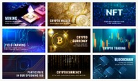 Cryptocurrency open-source blockchain template vector digital finance blog banner collection