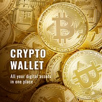 Crypto wallet finance template vector open-source blockchain social media post