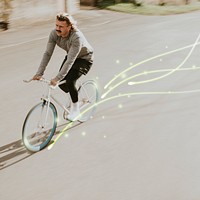 Man biking background psd zero emission transport