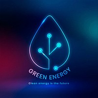 Environmental logo psd with green energy text