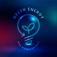 Environmental light bulb logo vector with green energy text