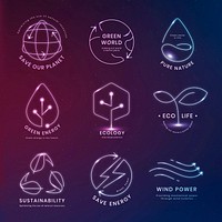 Environmental logo psd with text set