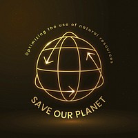 Global environmental logo psd with save our planet text