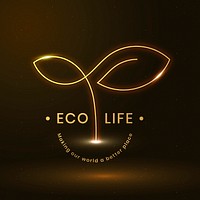 Eco life environmental logo psd with text