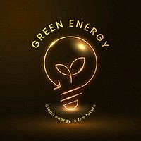 Environmental light bulb logo psd with green energy text