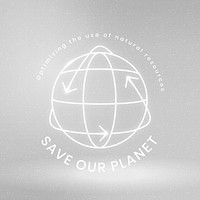 Global environmental logo vector with save our planet text