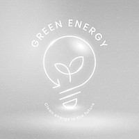 Environmental light bulb logo psd with green energy text