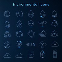 Environmental icon psd in blue tone set