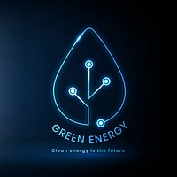 Environmental logo psd with green energy text