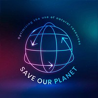 Global environmental logo vector with save our planet text