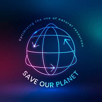 Global environmental logo psd with save our planet text