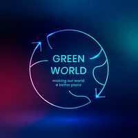 Global environmental logo psd with green world text