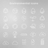 Environmental icons psd in white tone set