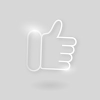 Thumbs up vector technology icon in silver on gray background