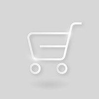 Shopping cart psd technology icon in silver on gray background