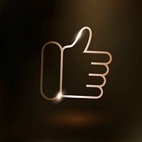 Thumbs up psd technology icon in gold on gradient background