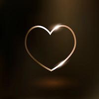 Heart psd technology icon in gold on gradient background