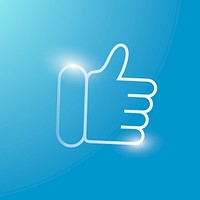Thumbs up psd technology icon in silver on gradient background