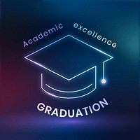 Academic excellence logo template psd education technology with graduation cap graphic