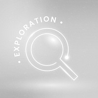 Exploration education logo template psd with magnifying glass graphic