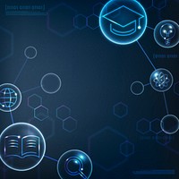 Geometric science education background psd in gradient blue digital remix