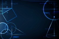 Mathematical and geometric background vector in gradient blue education remix