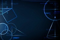 Mathematical and geometric background psd in gradient blue education remix