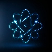 Atom science education icon psd blue digital graphic