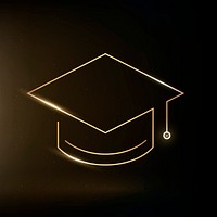 Graduation cap education icon vector gold digital graphic